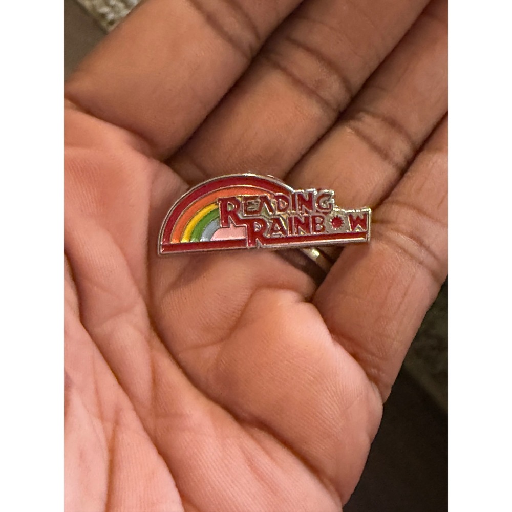 Vintage Reading Rainbow Enamel Pin Retro PBS Logo Lapel Pin Multi Color Silver
